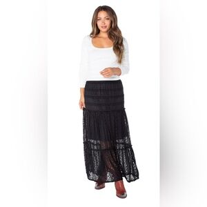 Celebrity Pink Black Lace Maxi Skirt